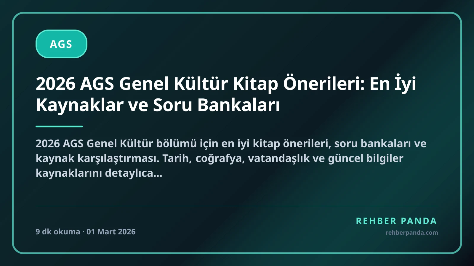2026 AGS Genel Kültür Kitap Önerileri: En İyi Kaynaklar ve Soru Bankaları