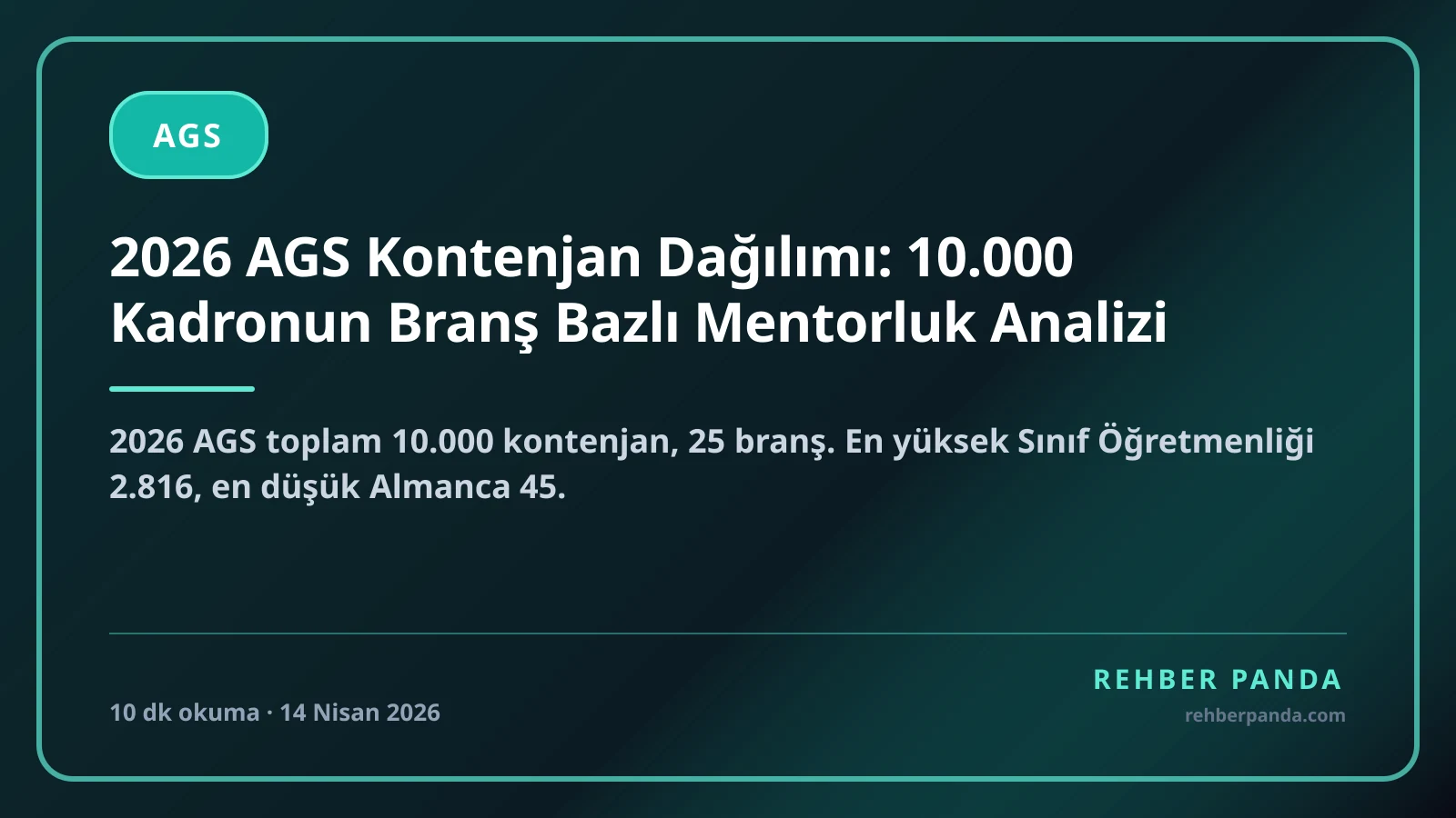 2026 AGS Kontenjan Dağılımı: 10.000 Kadronun Branş Bazlı Mentorluk Analizi