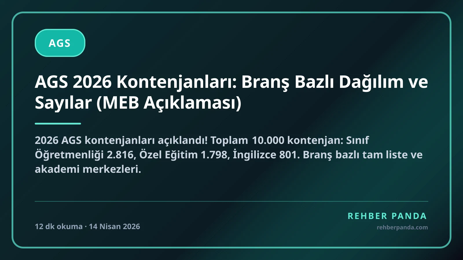 AGS 2026 Kontenjanları: Branş Bazlı Dağılım ve Sayılar (MEB Açıklaması)