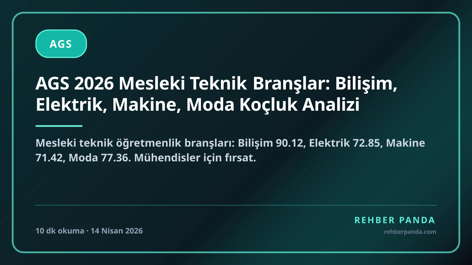 AGS 2026 Mesleki Teknik Branşlar: Bilişim, Elektrik, Makine, Moda Koçluk Analizi