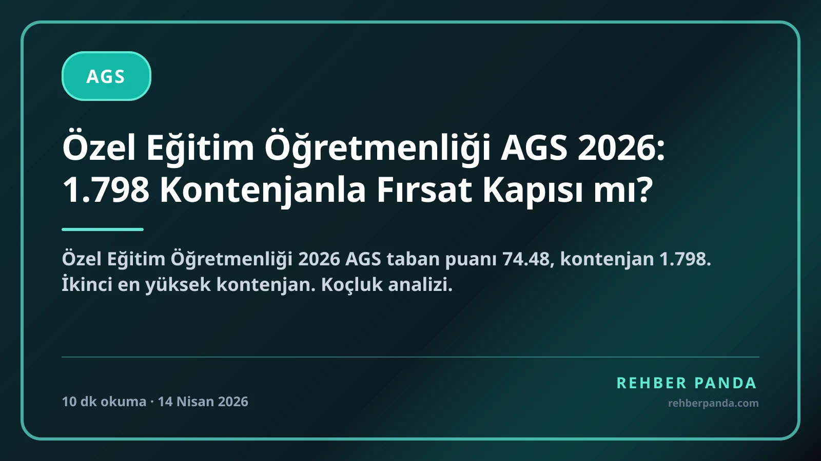 Özel Eğitim Öğretmenliği AGS Taban Puanı: 1.798 Kontenjan ve Puan Gerçeği