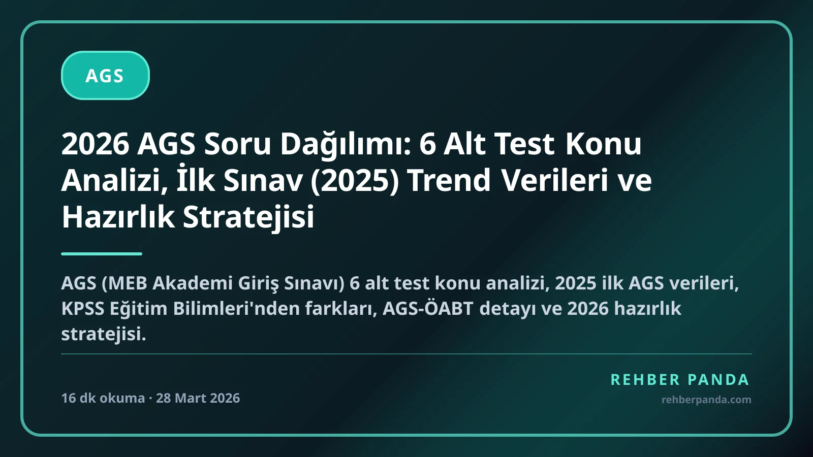 2026 AGS Soru Dağılımı: 6 Alt Test Konu Analizi, İlk Sınav (2025) Trend Verileri ve Hazırlık Stratejisi