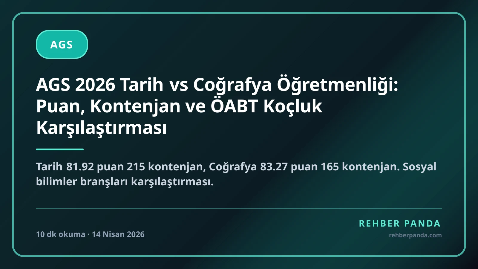 AGS 2026 Tarih vs Coğrafya Öğretmenliği: Puan, Kontenjan ve ÖABT Koçluk Karşılaştırması