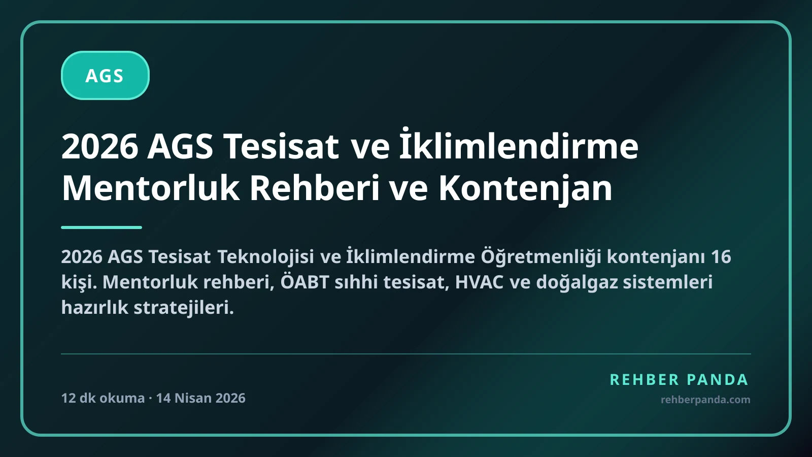 2026 AGS Tesisat ve İklimlendirme Kontenjanları