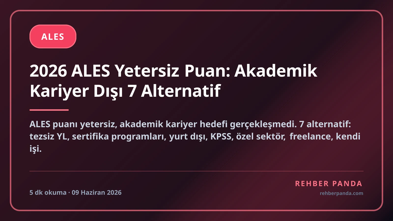 2026 ALES Yetersiz Puan: Akademik Kariyer Dışı 7 Alternatif