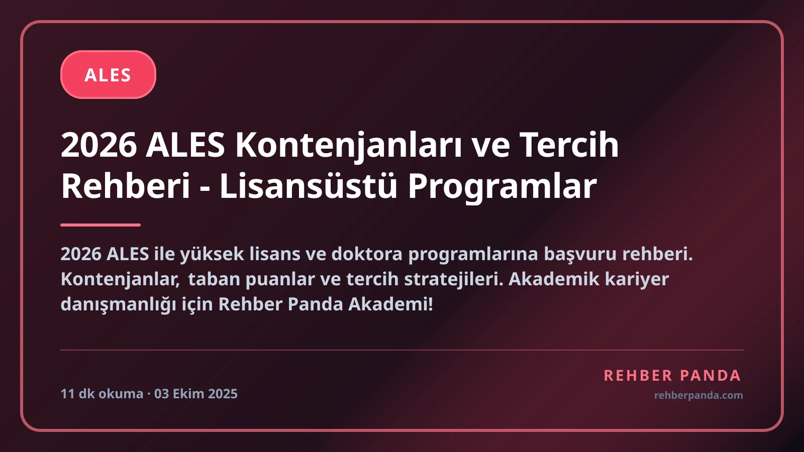 2026 ALES Kontenjanları ve Tercih Rehberi - Lisansüstü Programlar