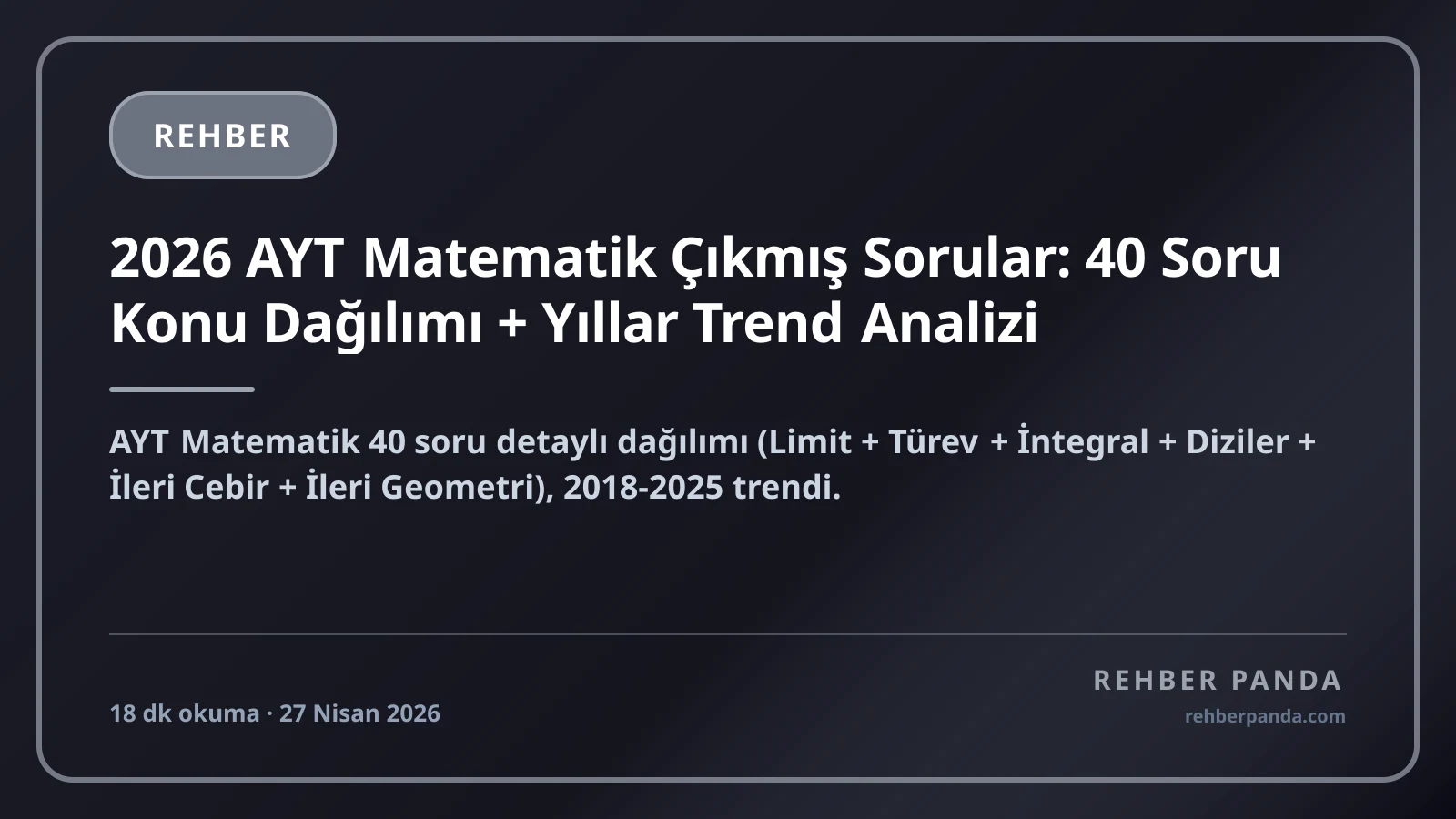 2026 AYT Matematik Çıkmış Sorular: 40 Soru Konu Dağılımı + Yıllar Trend Analizi