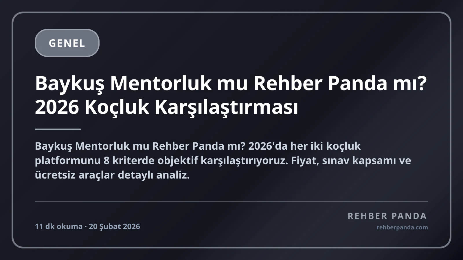 Baykuş Mentorluk mu Rehber Panda mı? 2026 Koçluk Karşılaştırması