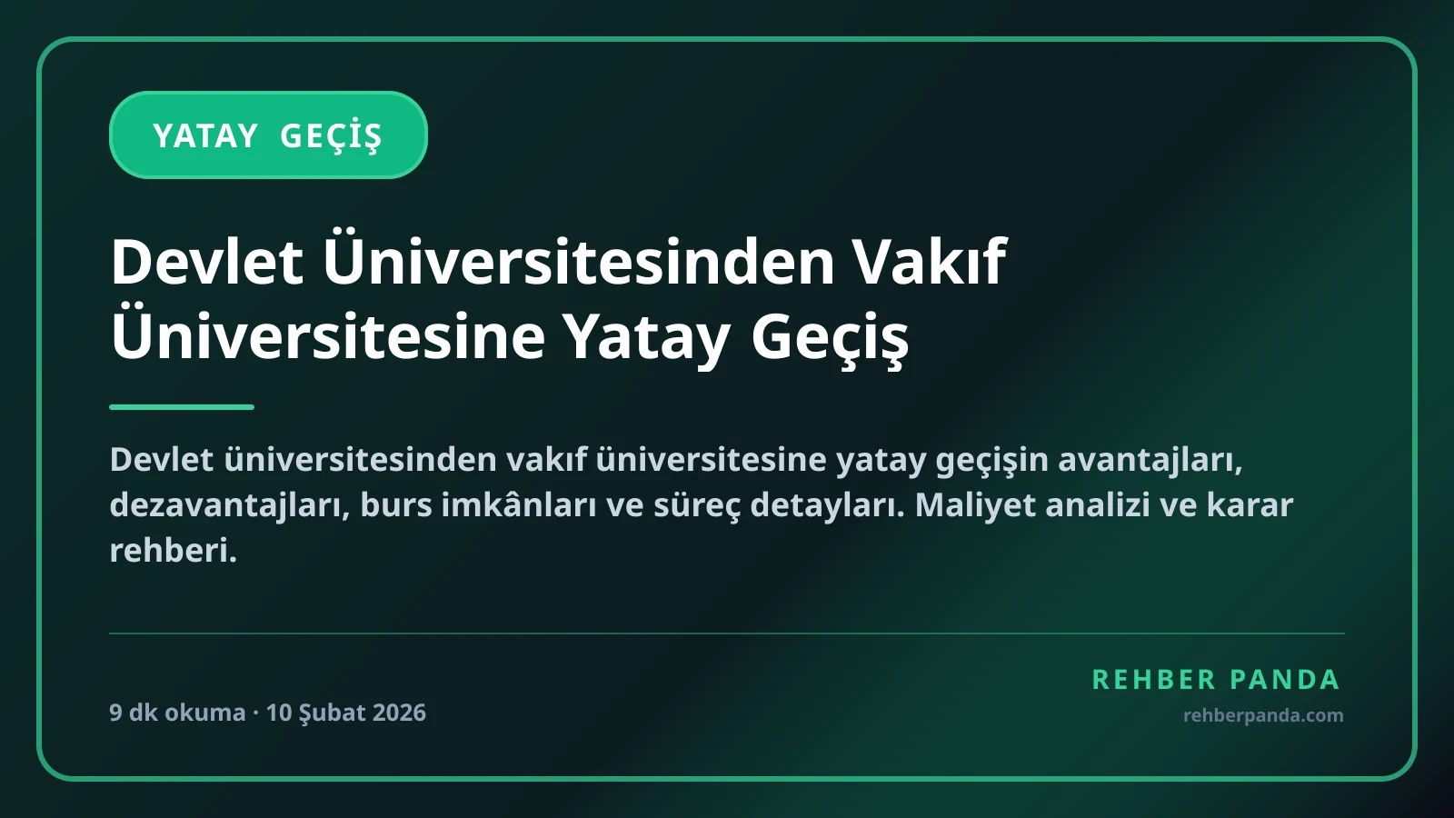 Devlet Üniversitesinden Vakıf Üniversitesine Yatay Geçiş