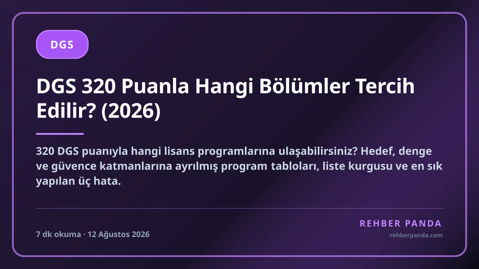 DGS 320 Puanla Hangi Bölümler Tercih Edilir? (2026)