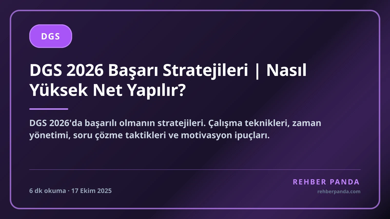 DGS 2026 Başarı Stratejileri | Nasıl Yüksek Net Yapılır?