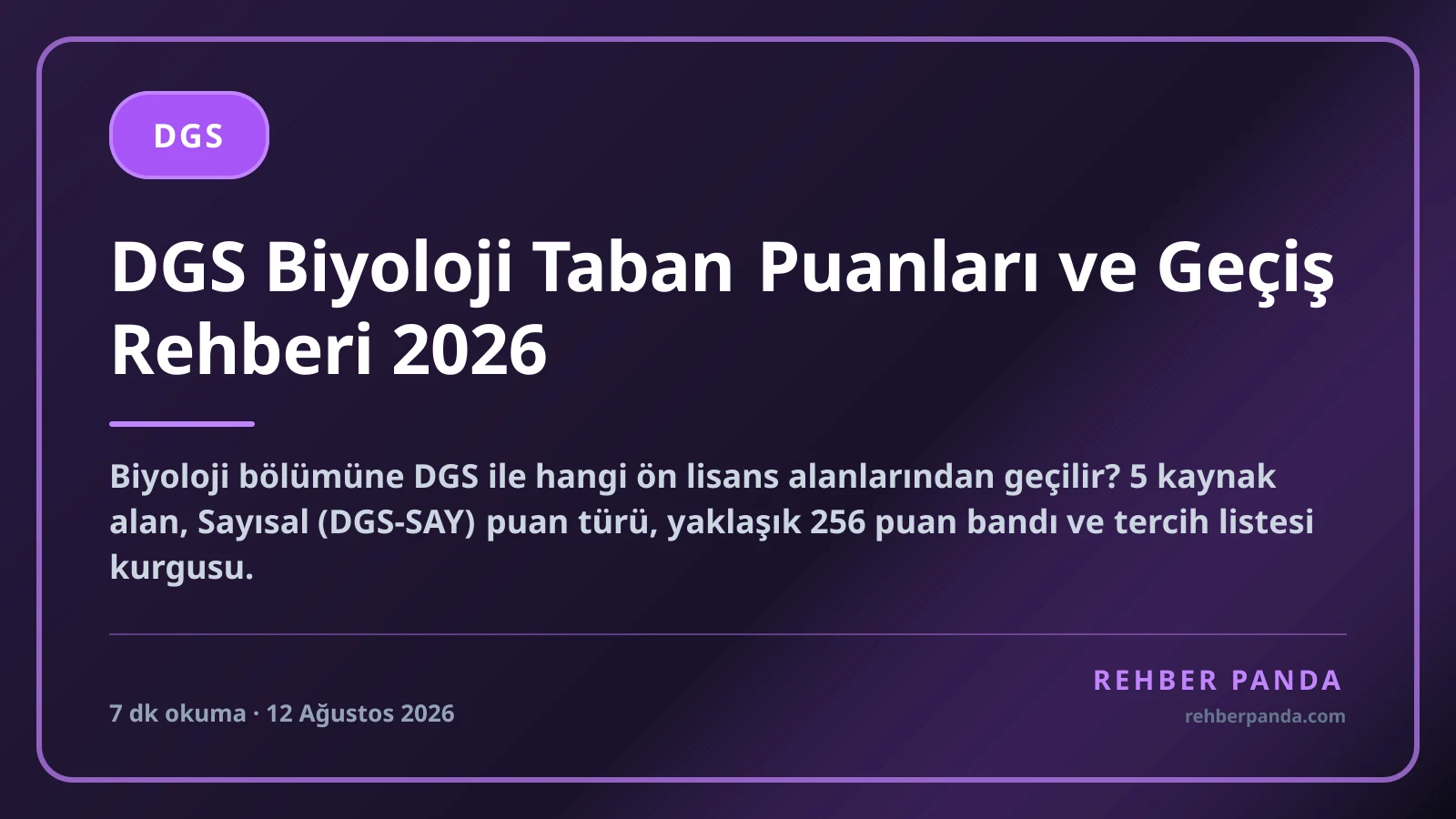 DGS Biyoloji Taban Puanları ve Geçiş Rehberi 2026