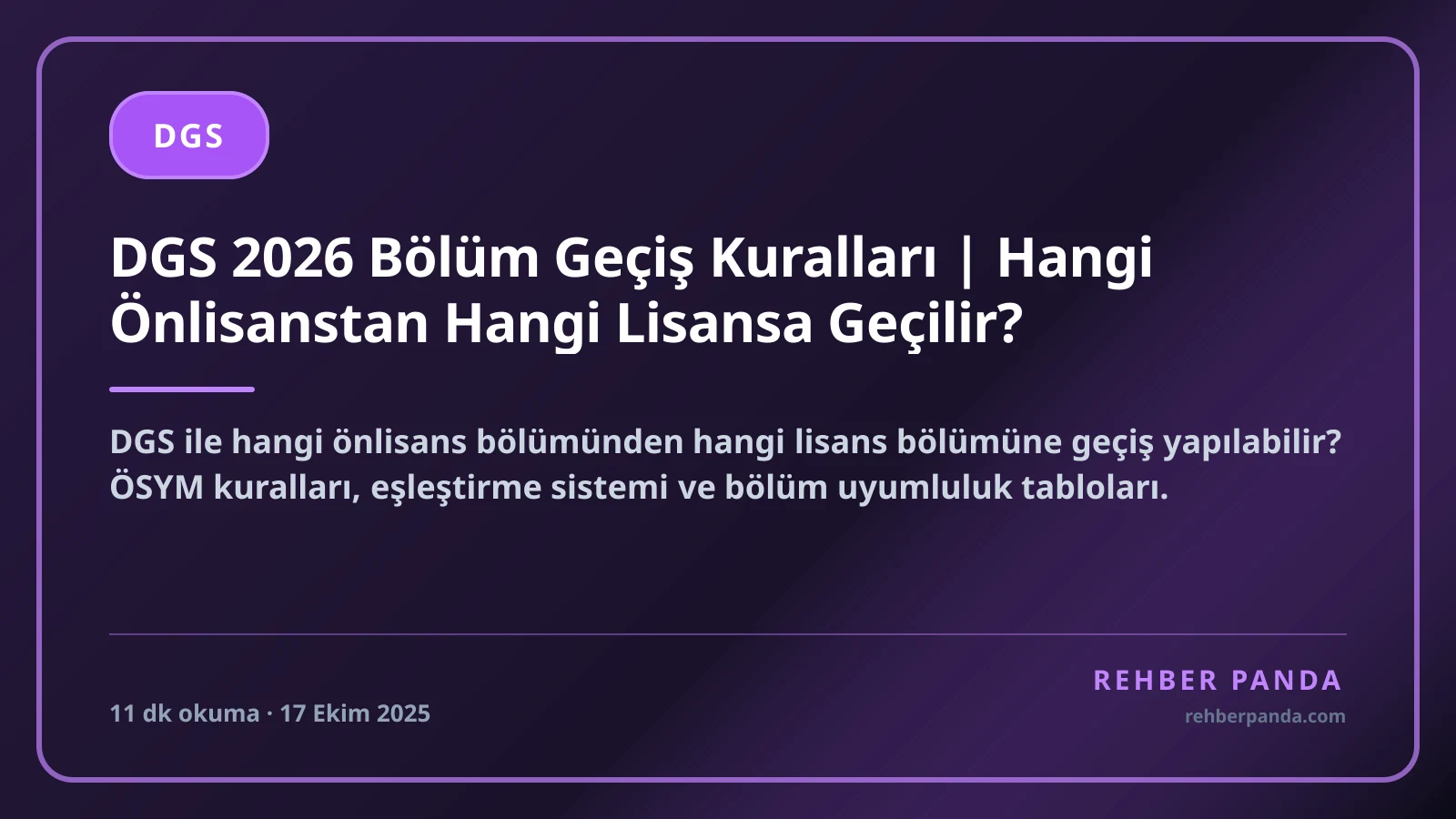 DGS 2026 Bölüm Geçiş Kuralları | Hangi Önlisanstan Hangi Lisansa Geçilir?