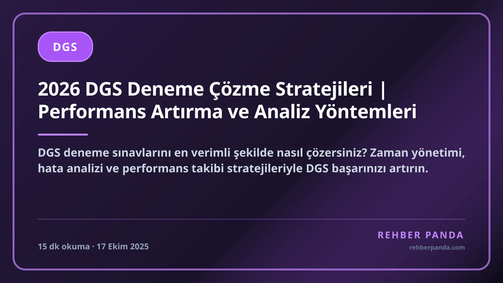 2026 DGS Deneme Çözme Stratejileri | Performans Artırma ve Analiz Yöntemleri