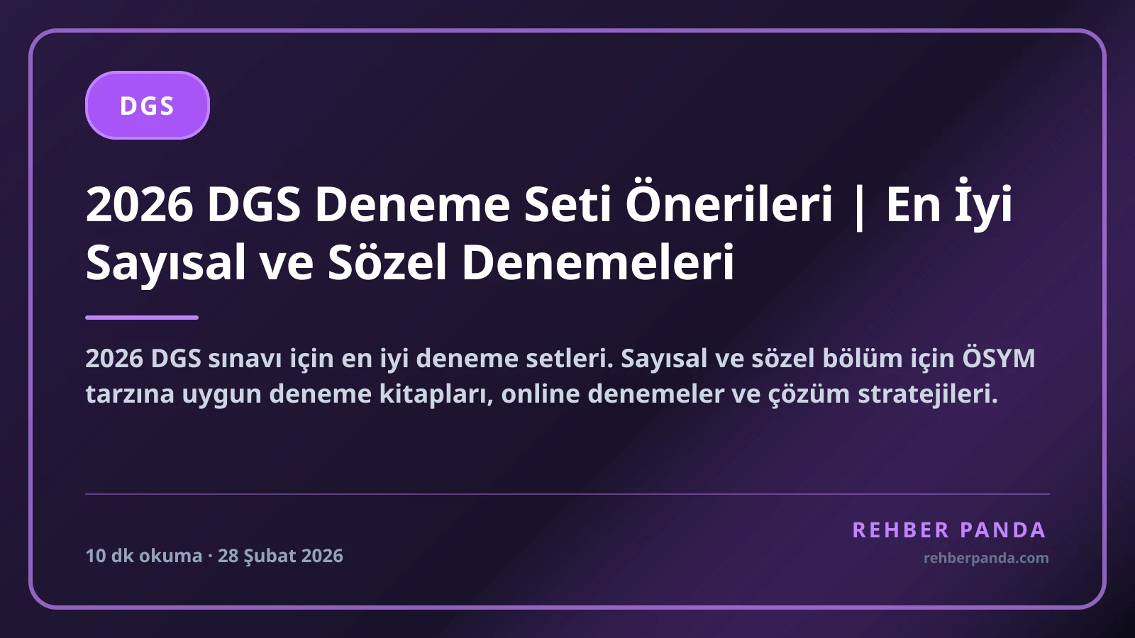 2026 DGS Deneme Seti Önerileri | En İyi Sayısal ve Sözel Denemeleri