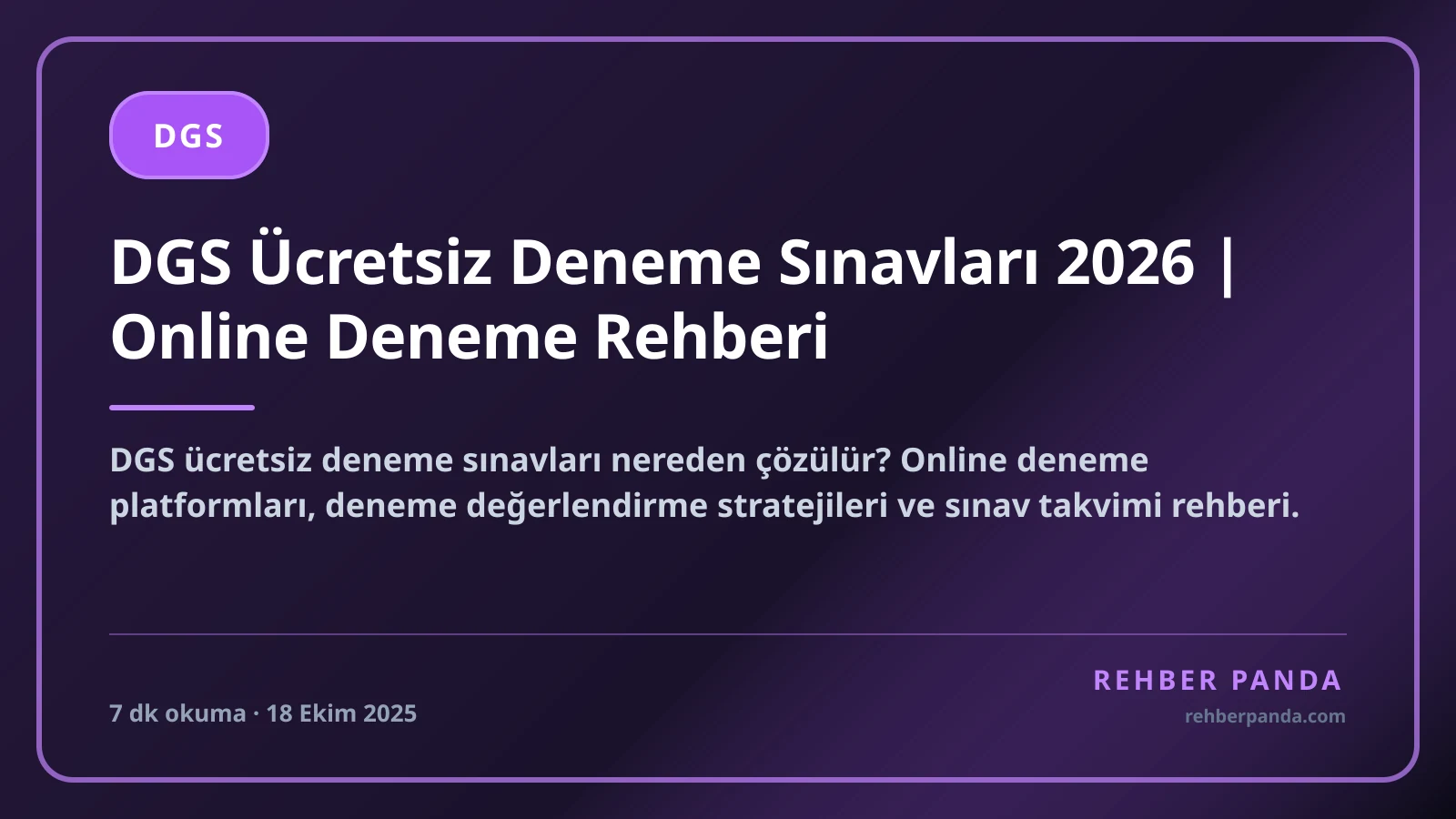 DGS Ücretsiz Deneme Sınavları 2026 | Online Deneme Rehberi