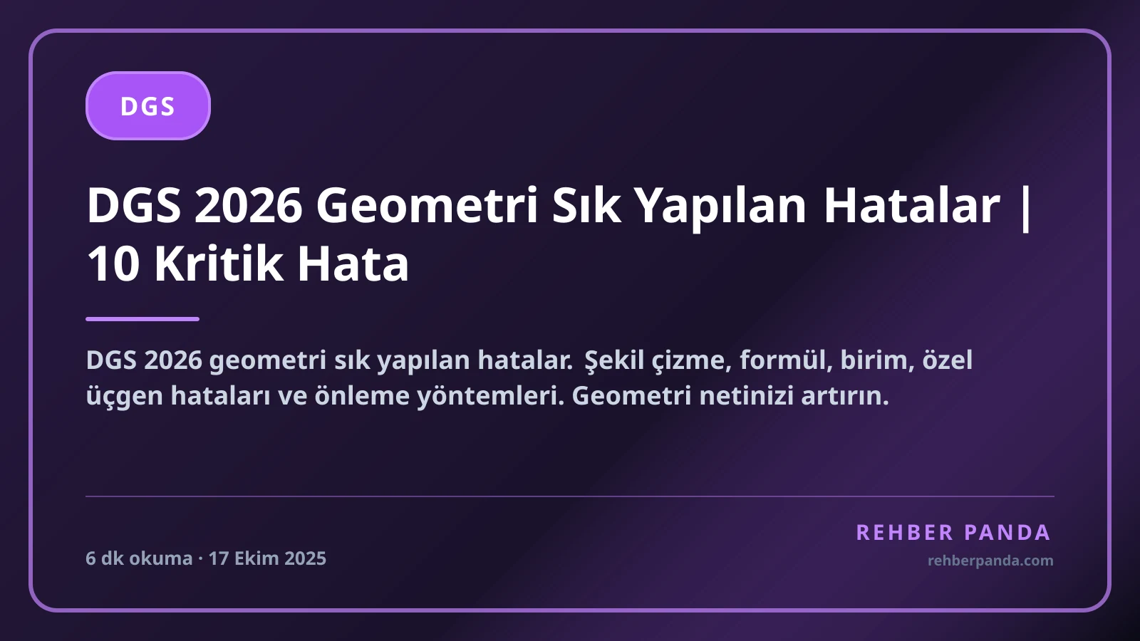 DGS 2026 Geometri Sık Yapılan Hatalar | 10 Kritik Hata