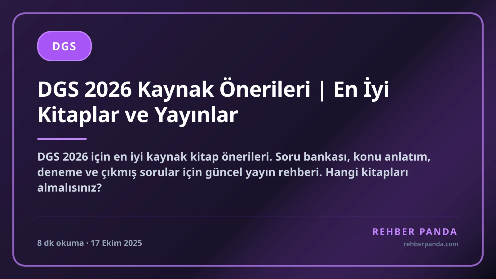 DGS 2026 Kaynak Önerileri | En İyi Kitaplar ve Yayınlar