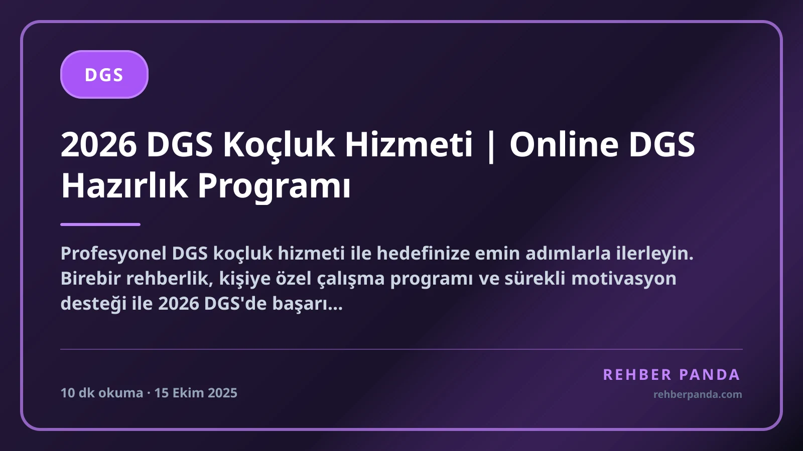 2026 DGS Koçluk Hizmeti | Online DGS Hazırlık Programı