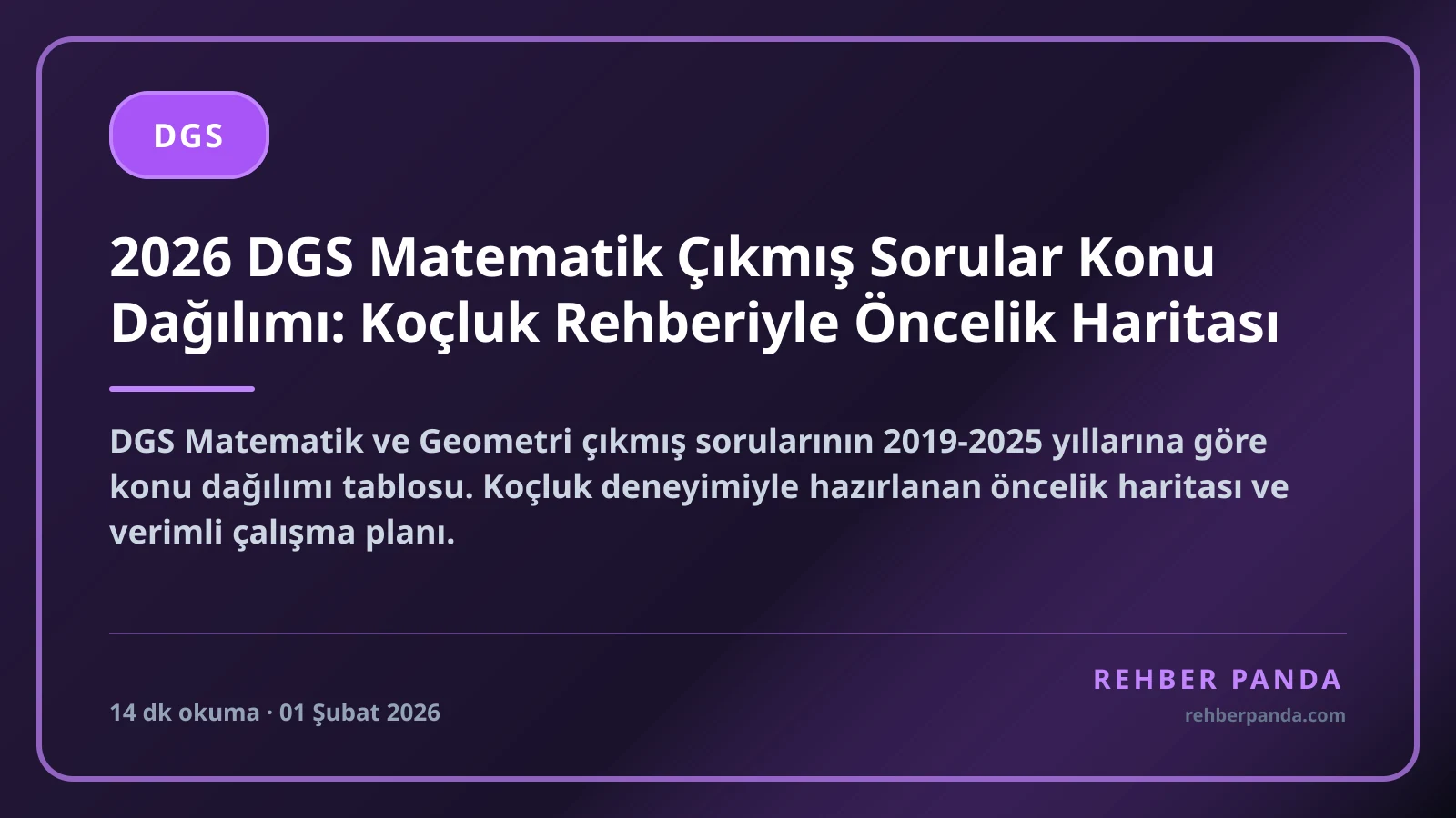 2026 DGS Matematik Çıkmış Sorular Konu Dağılımı: Koçluk Rehberiyle Öncelik Haritası