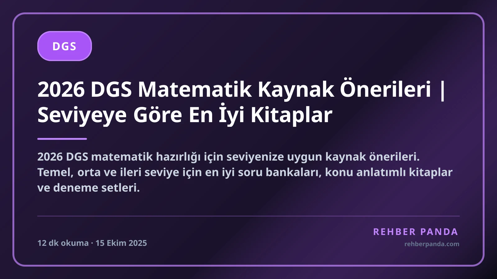 2026 DGS Matematik Kaynak Önerileri | Seviyeye Göre En İyi Kitaplar