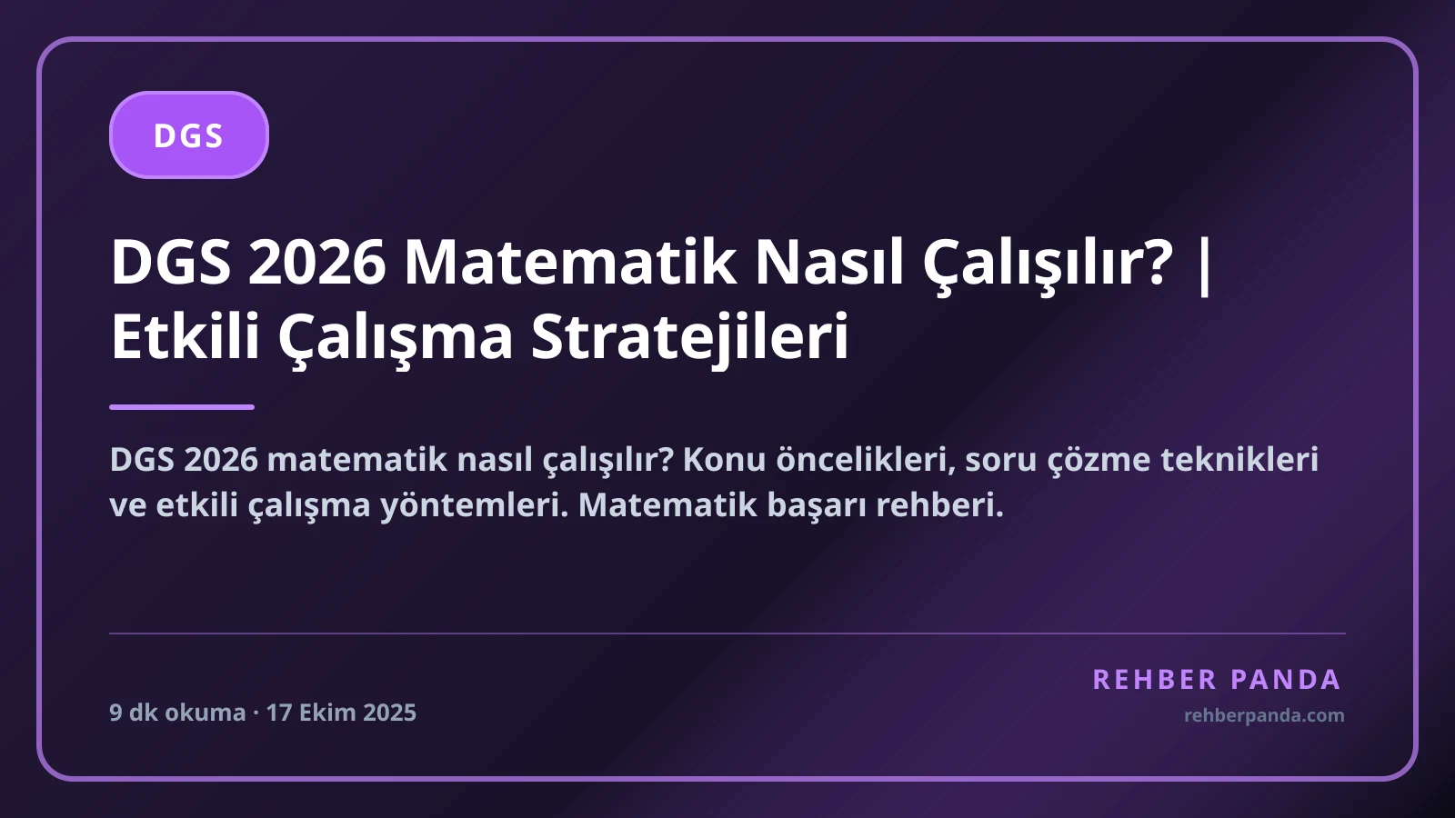 DGS 2026 Matematik Nasıl Çalışılır? | Etkili Çalışma Stratejileri