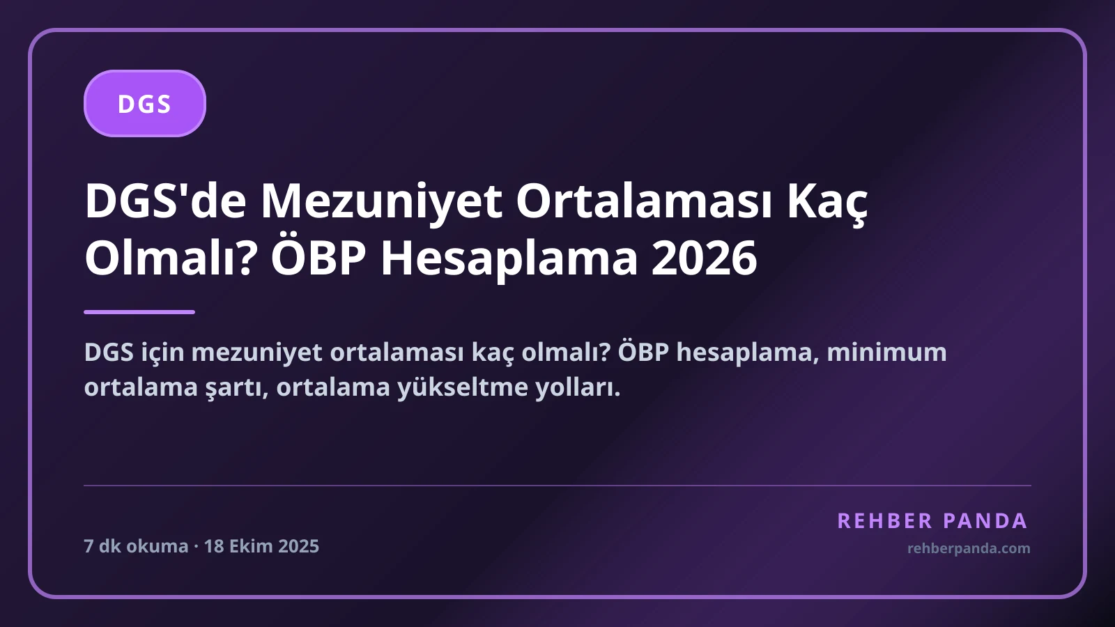 DGS'de Mezuniyet Ortalaması Kaç Olmalı? ÖBP Hesaplama 2026