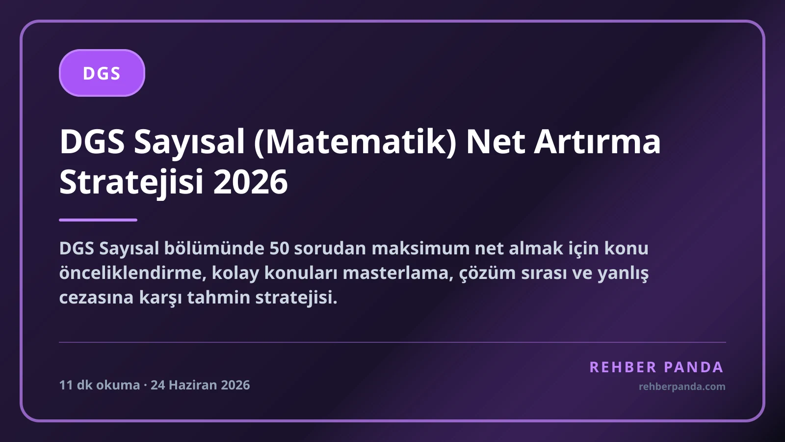DGS Sayısal (Matematik) Net Artırma Stratejisi 2026