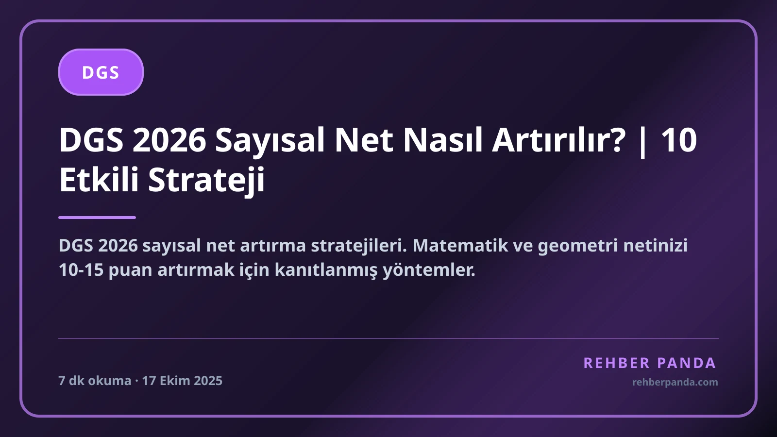 DGS 2026 Sayısal Net Nasıl Artırılır? | 10 Etkili Strateji