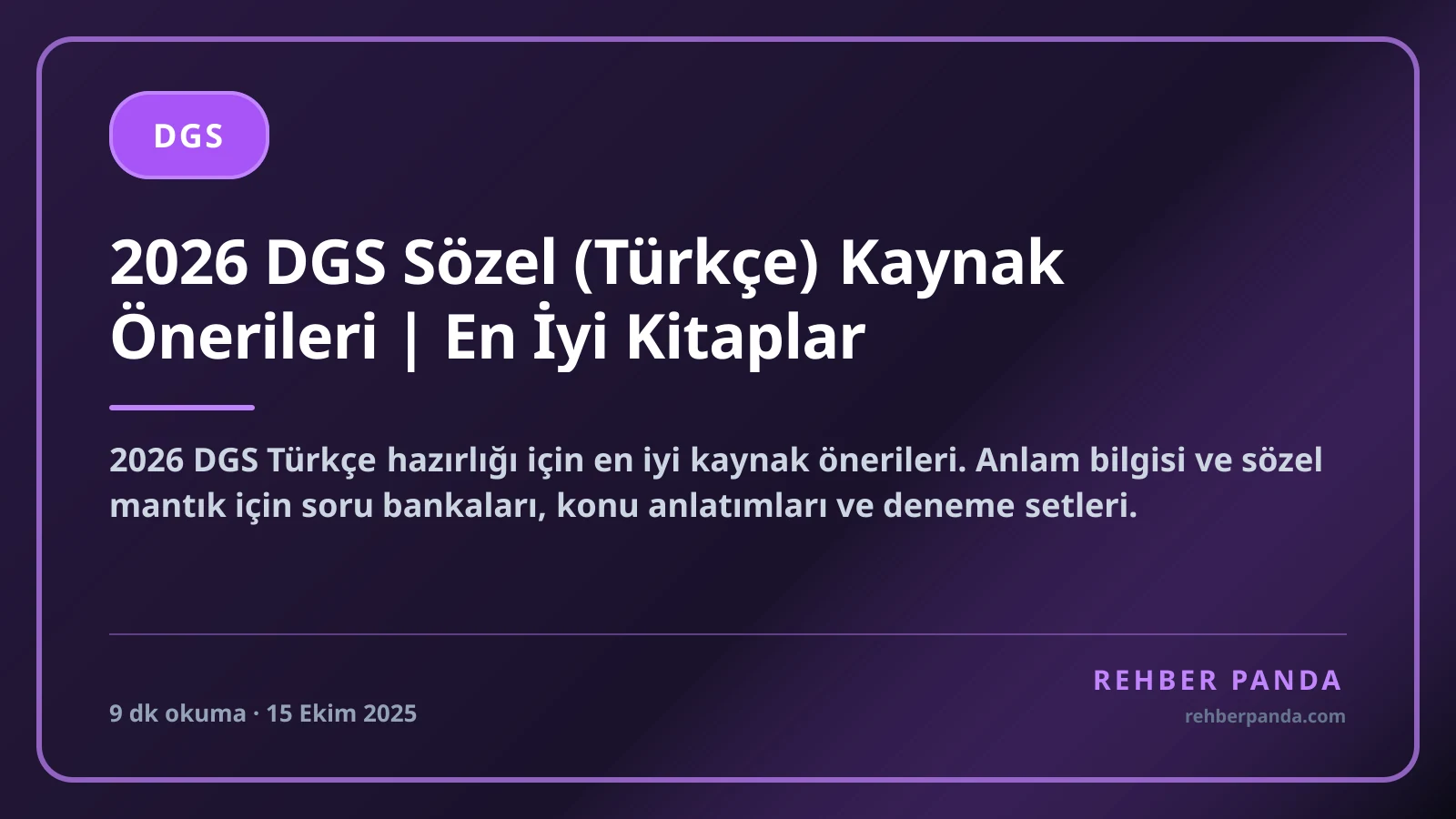 2026 DGS Sözel (Türkçe) Kaynak Önerileri | En İyi Kitaplar