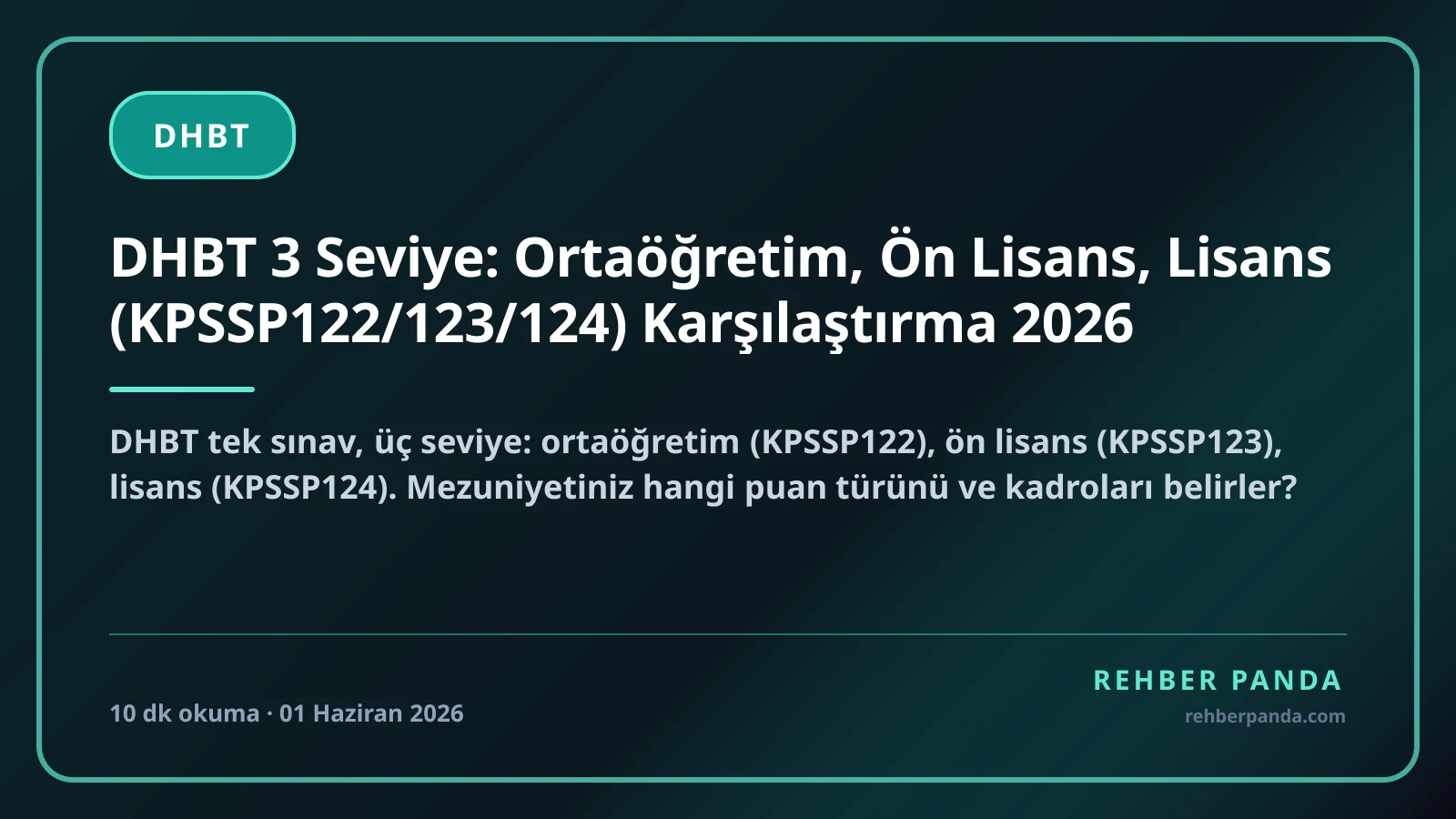 DHBT 3 Seviye: Ortaöğretim, Ön Lisans, Lisans (KPSSP122/123/124) Karşılaştırma 2026