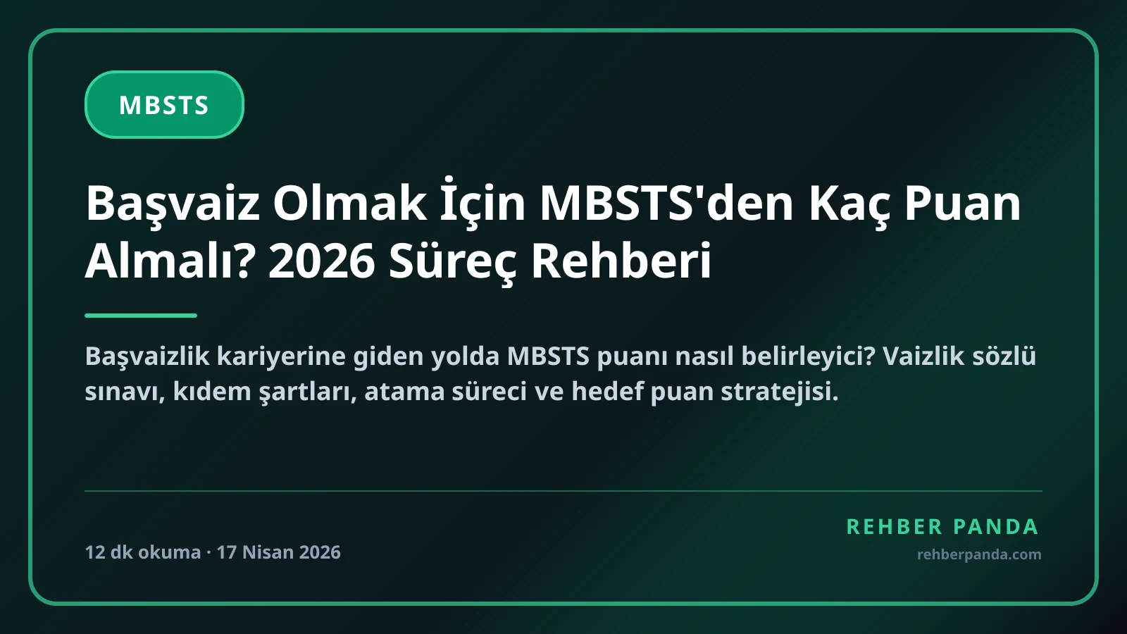 Başvaiz Olmak İçin MBSTS'den Kaç Puan Almalı? 2026 Süreç Rehberi