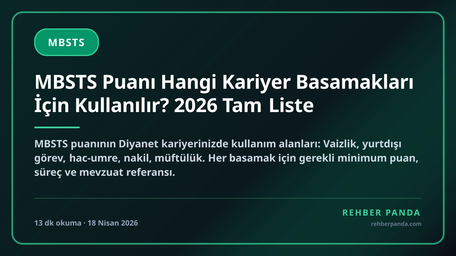 MBSTS Puanı Hangi Kariyer Basamakları İçin Kullanılır? 2026 Tam Liste