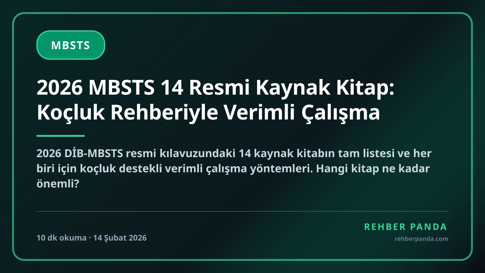 2026 MBSTS 14 Resmi Kaynak Kitap: Koçluk Rehberiyle Verimli Çalışma