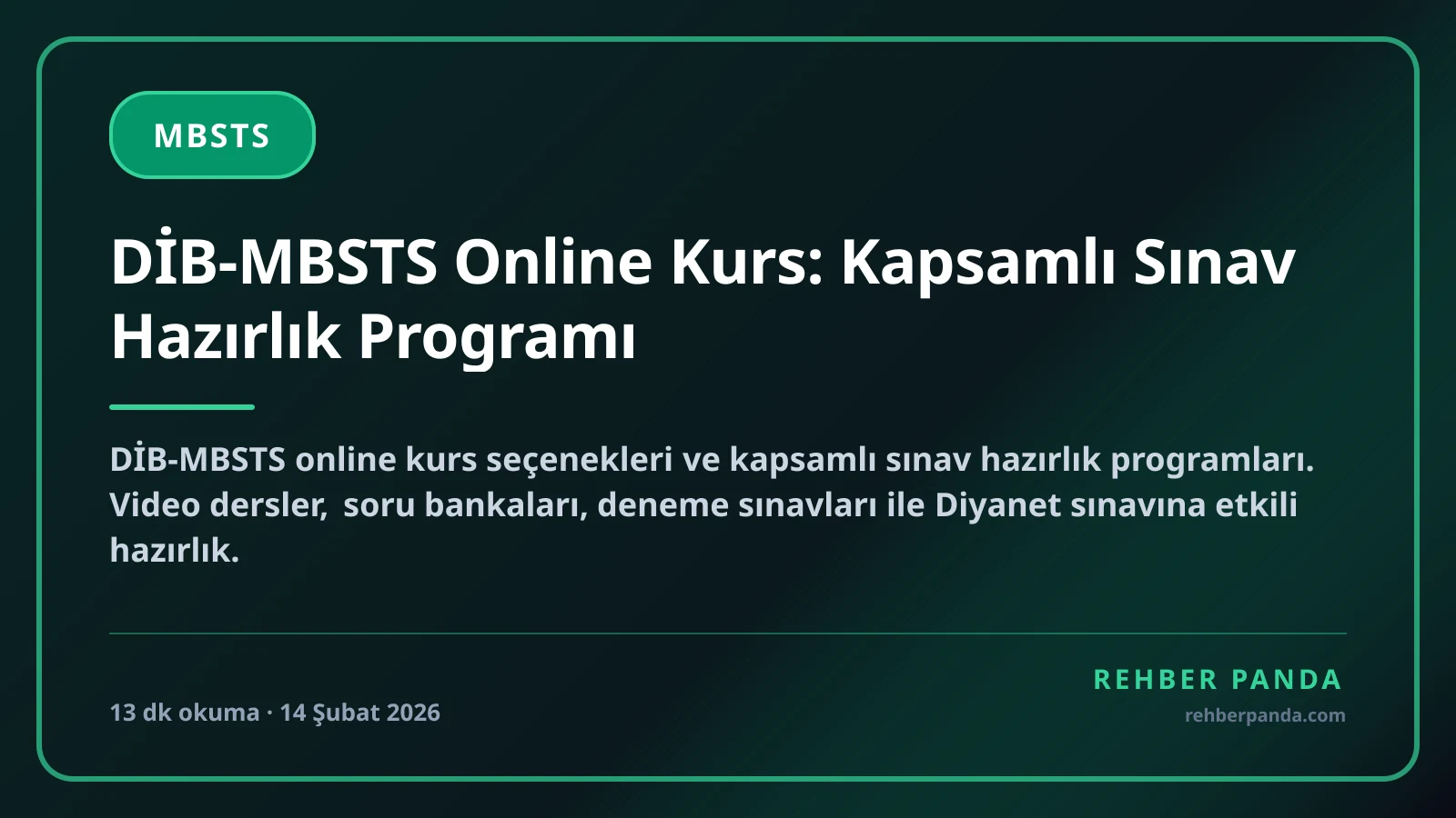 DİB-MBSTS Online Kurs: Kapsamlı Sınav Hazırlık Programı