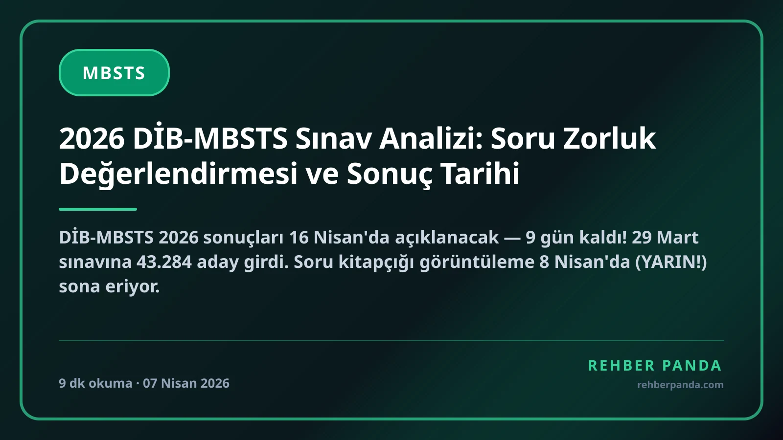 2026 DİB-MBSTS Sınav Analizi: Soru Zorluk Değerlendirmesi ve Sonuç Tarihi