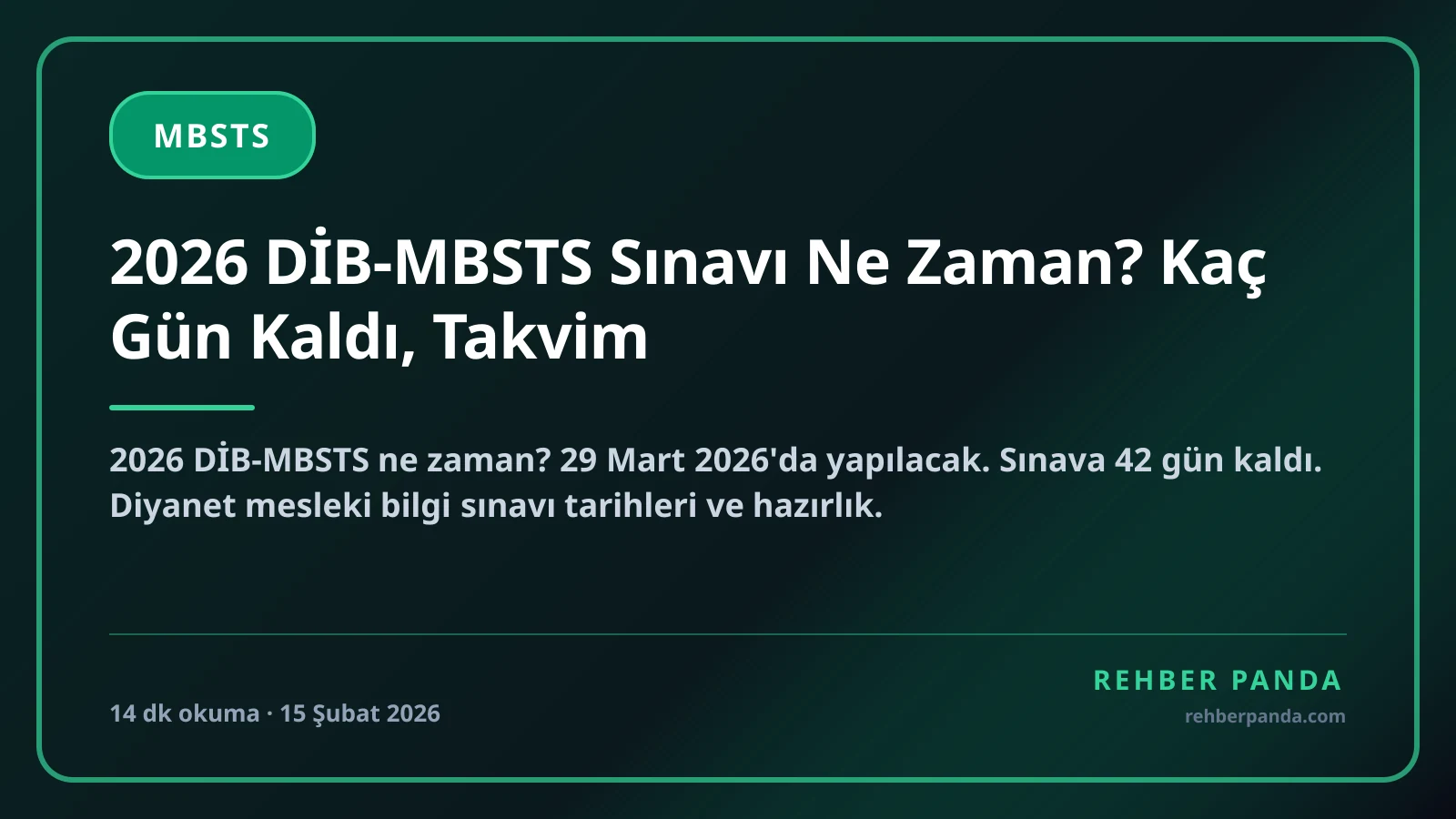 2026 DİB-MBSTS Sınavı Ne Zaman? Kaç Gün Kaldı, Takvim