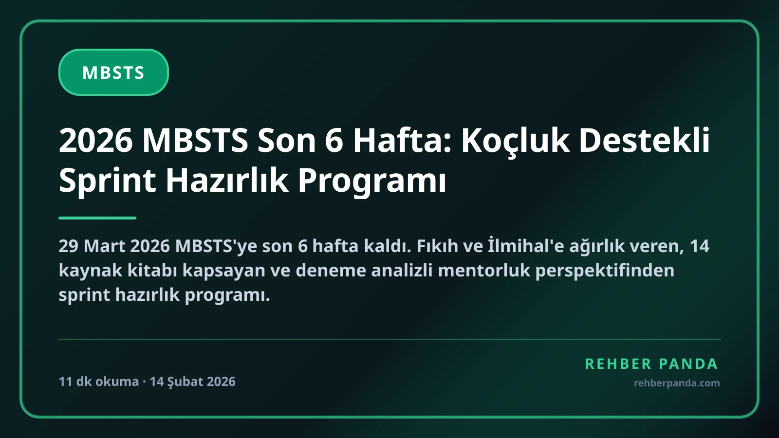 2026 MBSTS Son 6 Hafta: Koçluk Destekli Sprint Hazırlık Programı