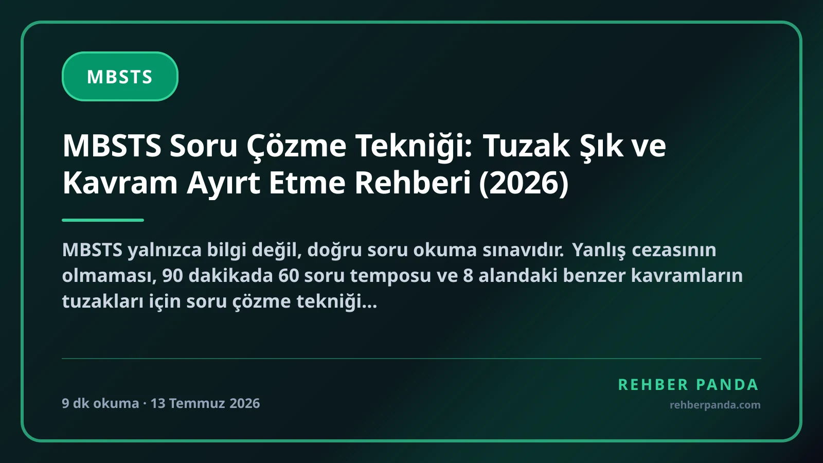 MBSTS Soru Çözme Tekniği: Tuzak Şık ve Kavram Ayırt Etme Rehberi (2026)