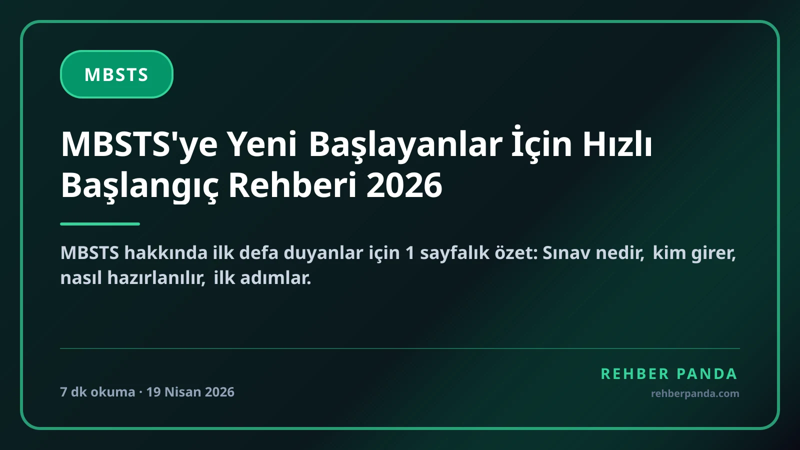 MBSTS'ye Yeni Başlayanlar İçin Hızlı Başlangıç Rehberi 2026