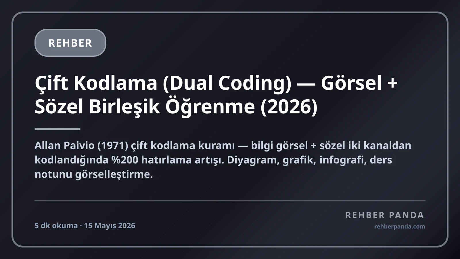 Çift Kodlama (Dual Coding) — Görsel + Sözel Birleşik Öğrenme (2026)