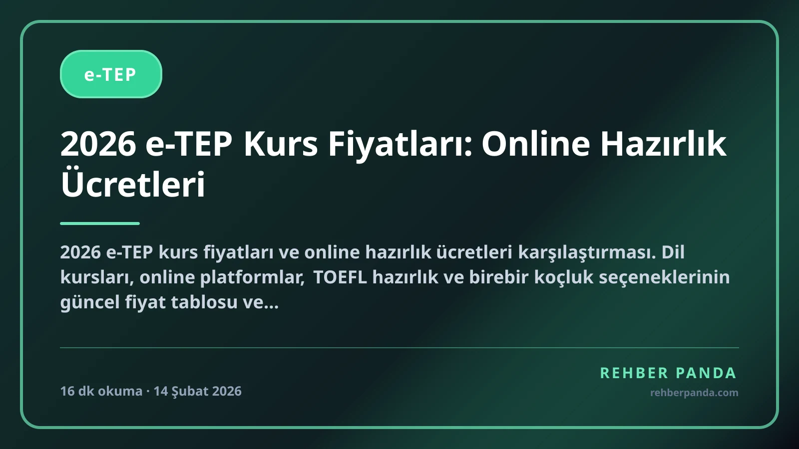 2026 e-TEP Kurs Fiyatları: Online Hazırlık Ücretleri