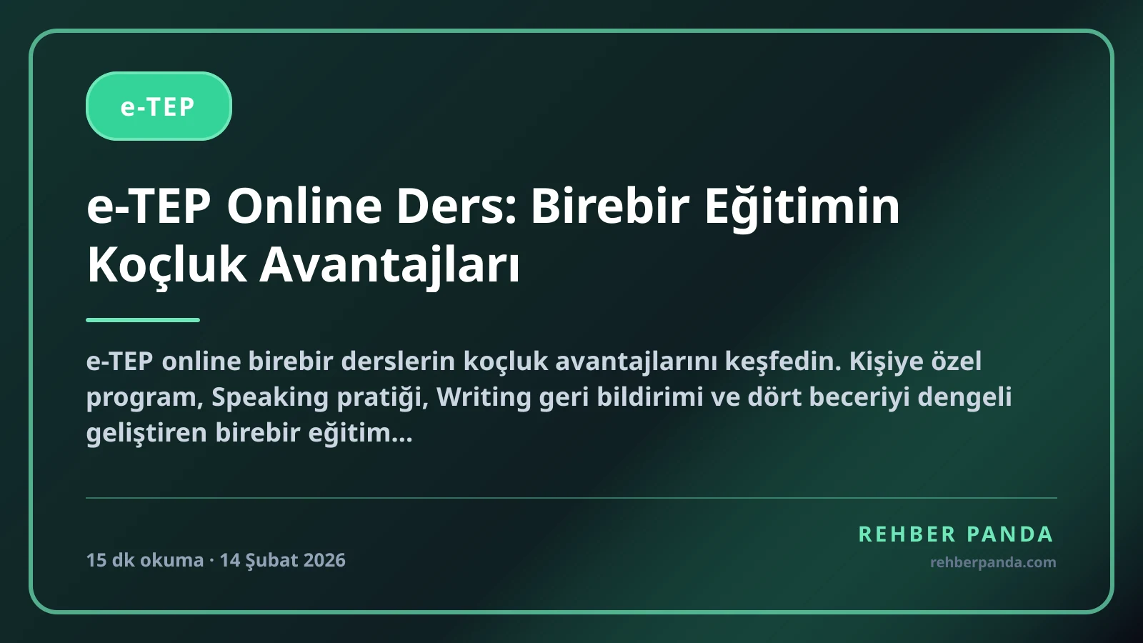 e-TEP Online Ders: Birebir Eğitimin Koçluk Avantajları