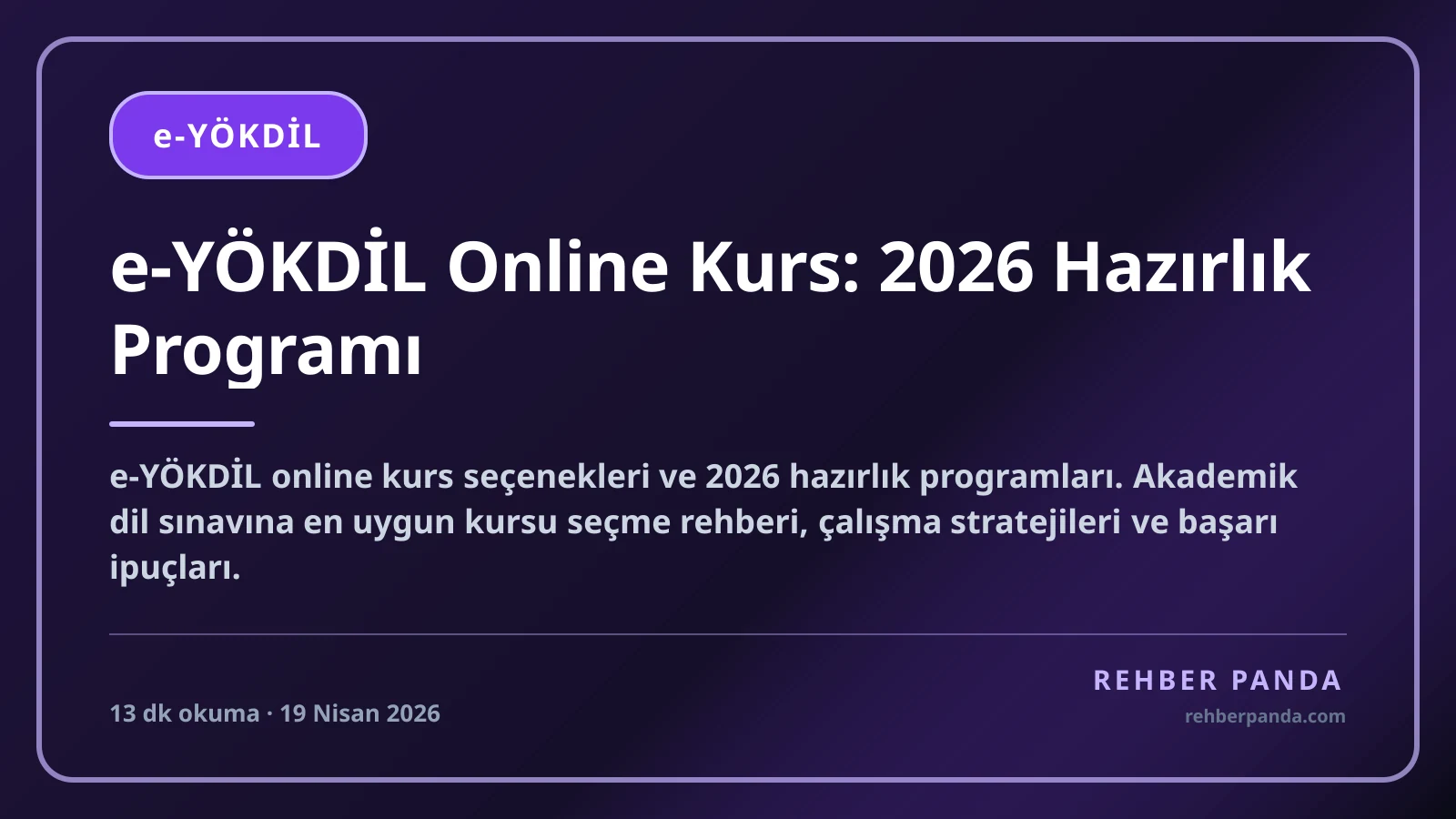 e-YÖKDİL Online Kurs: 2026 Hazırlık Programı