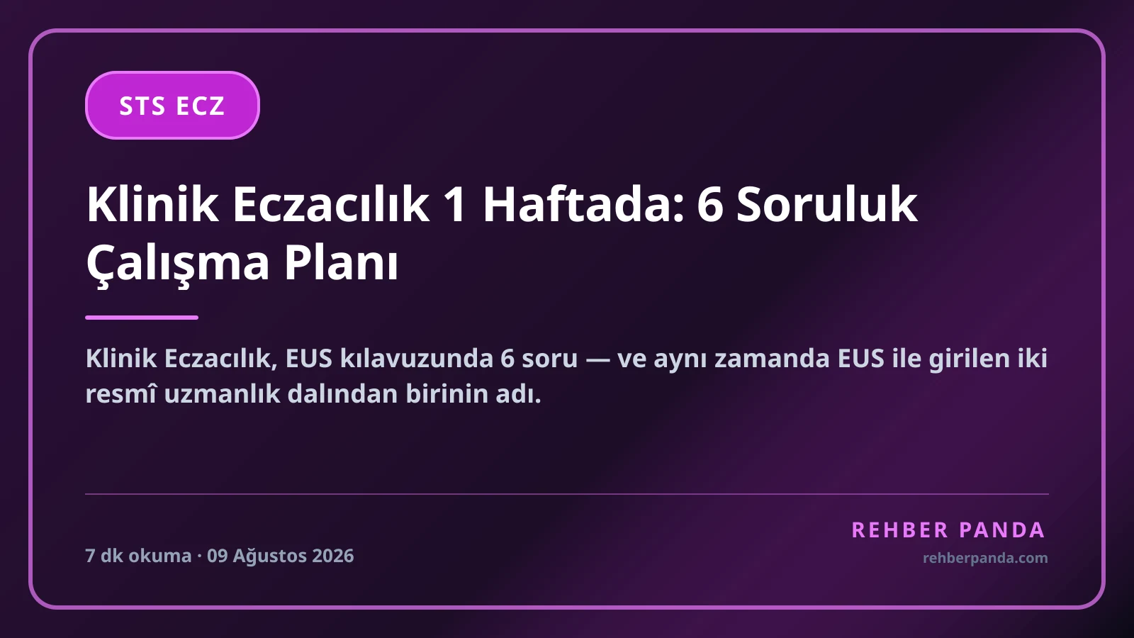 Klinik Eczacılık 1 Haftada: 6 Soruluk Çalışma Planı