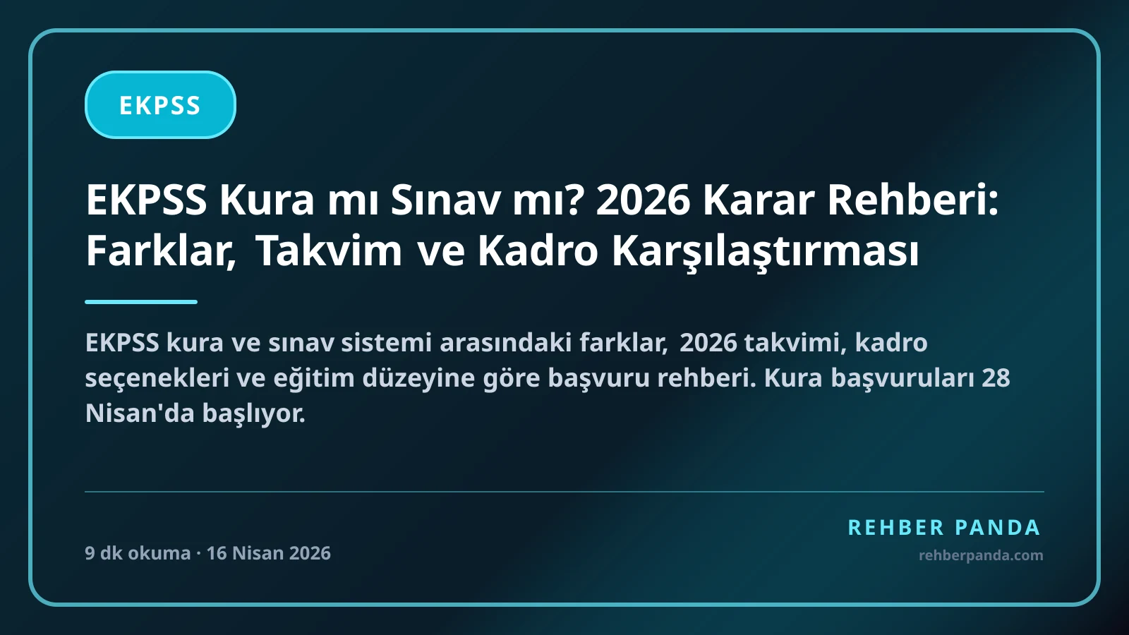EKPSS Kura mı Sınav mı? 2026 Karar Rehberi: Farklar, Takvim ve Kadro Karşılaştırması