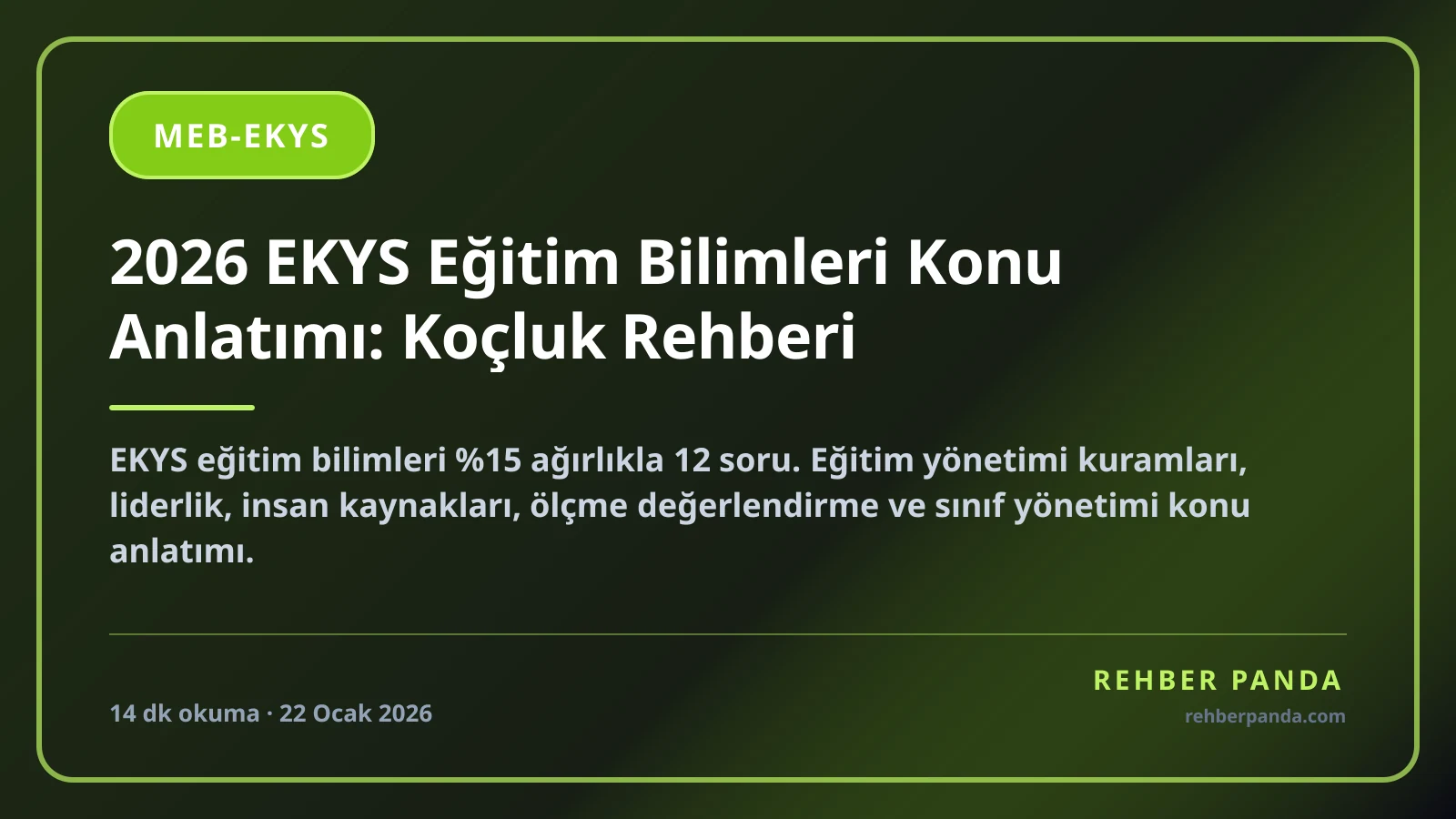 2026 EKYS Eğitim Bilimleri Konu Anlatımı: Koçluk Rehberi