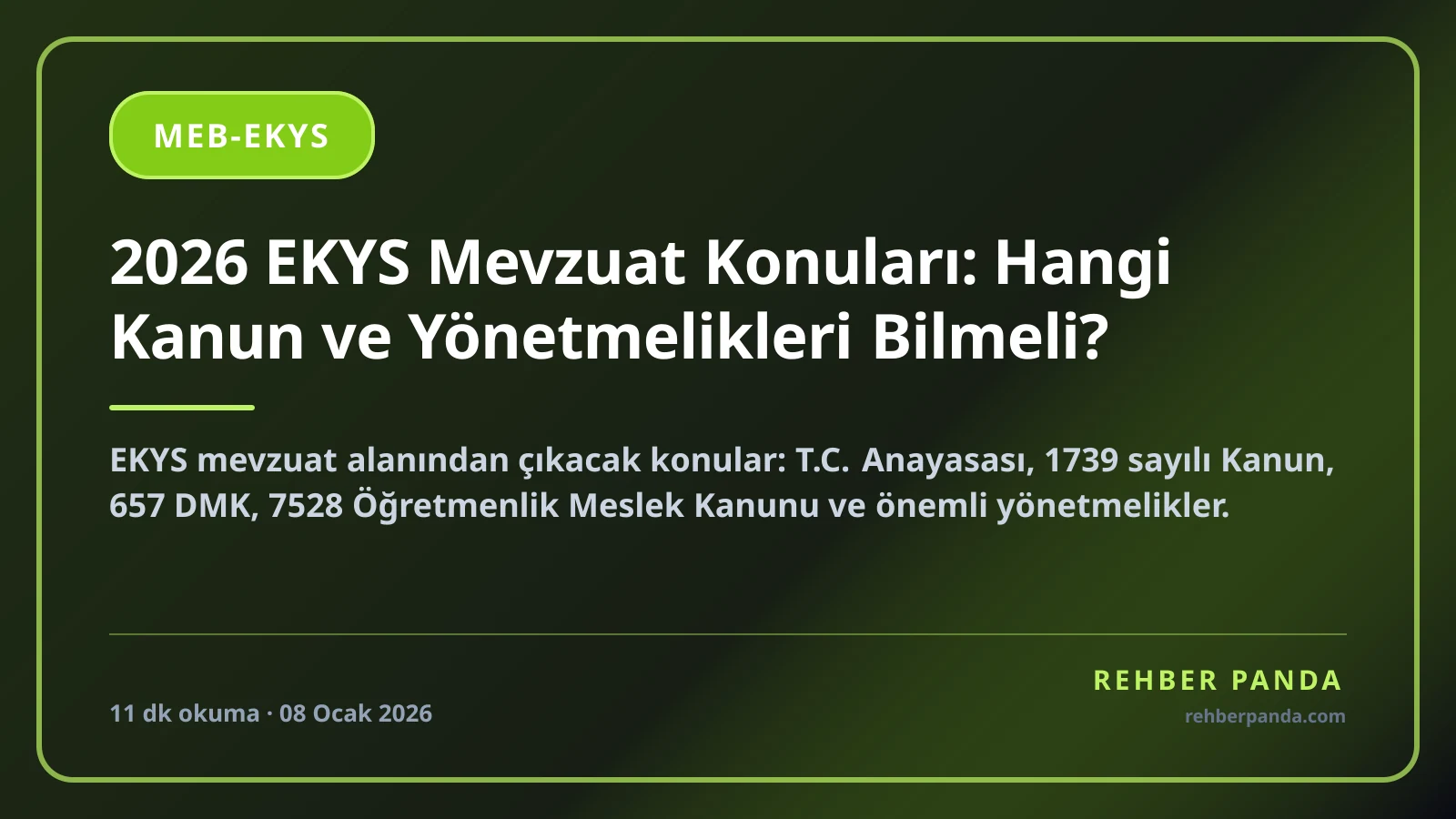 2026 EKYS Mevzuat Konuları: Hangi Kanun ve Yönetmelikleri Bilmeli?