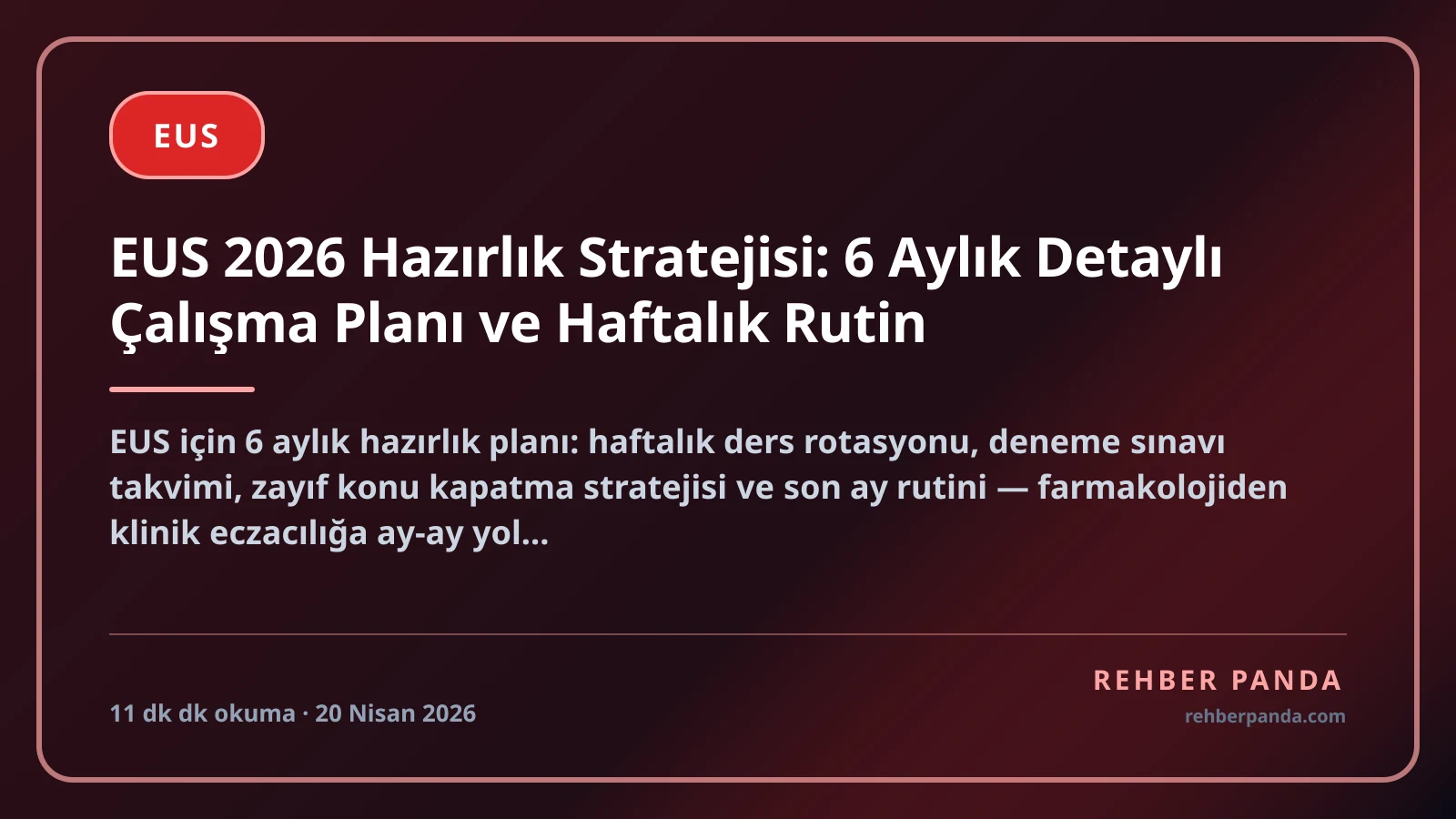 EUS 2026 Hazırlık Stratejisi: 6 Aylık Detaylı Çalışma Planı ve Haftalık Rutin