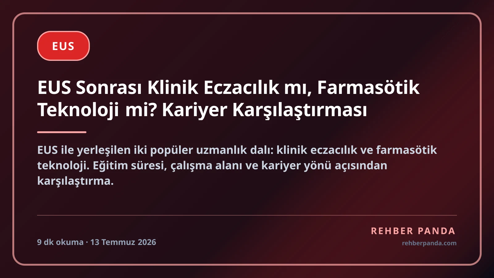 EUS Sonrası Klinik Eczacılık mı, Farmasötik Teknoloji mi? Kariyer Karşılaştırması